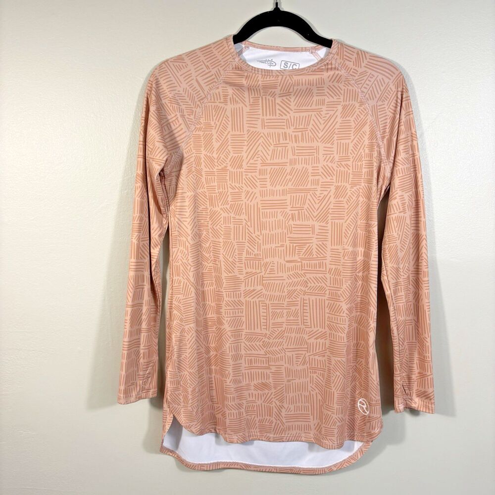 Reel Life Womens Size S Tan Pink UV Sun Protection Breathable Crewneck Top
